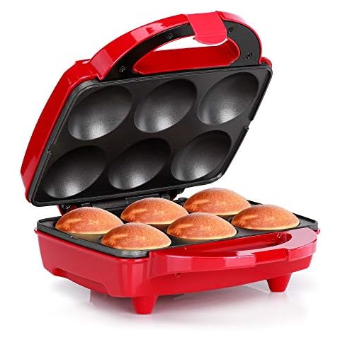 Holstein Housewares HF-09013R Cupcake Maker, Stainless Steel, Red Cover