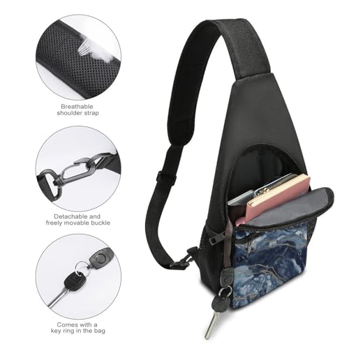 Mochila bandolera ligera azul navy para senderismo miniatura 4
