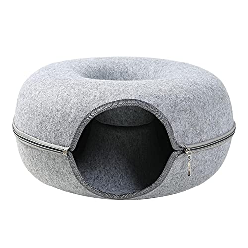 Lit tunnel pour chat – Tunnel circulaire amovible pour animaux de compagnie pour petits animaux de compagnie, espace de jeu et abri