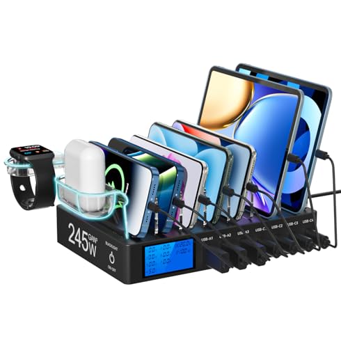 SATECHI Stazione di ricarica GaN da 200W con 6 porte (2 USB-C da 140W + 4 USB-C), caricatore SATECHI Stazione di ricarica GaN da 200W con 6 porte (2 USB-C da 140W + 4 USB-C), caricatore