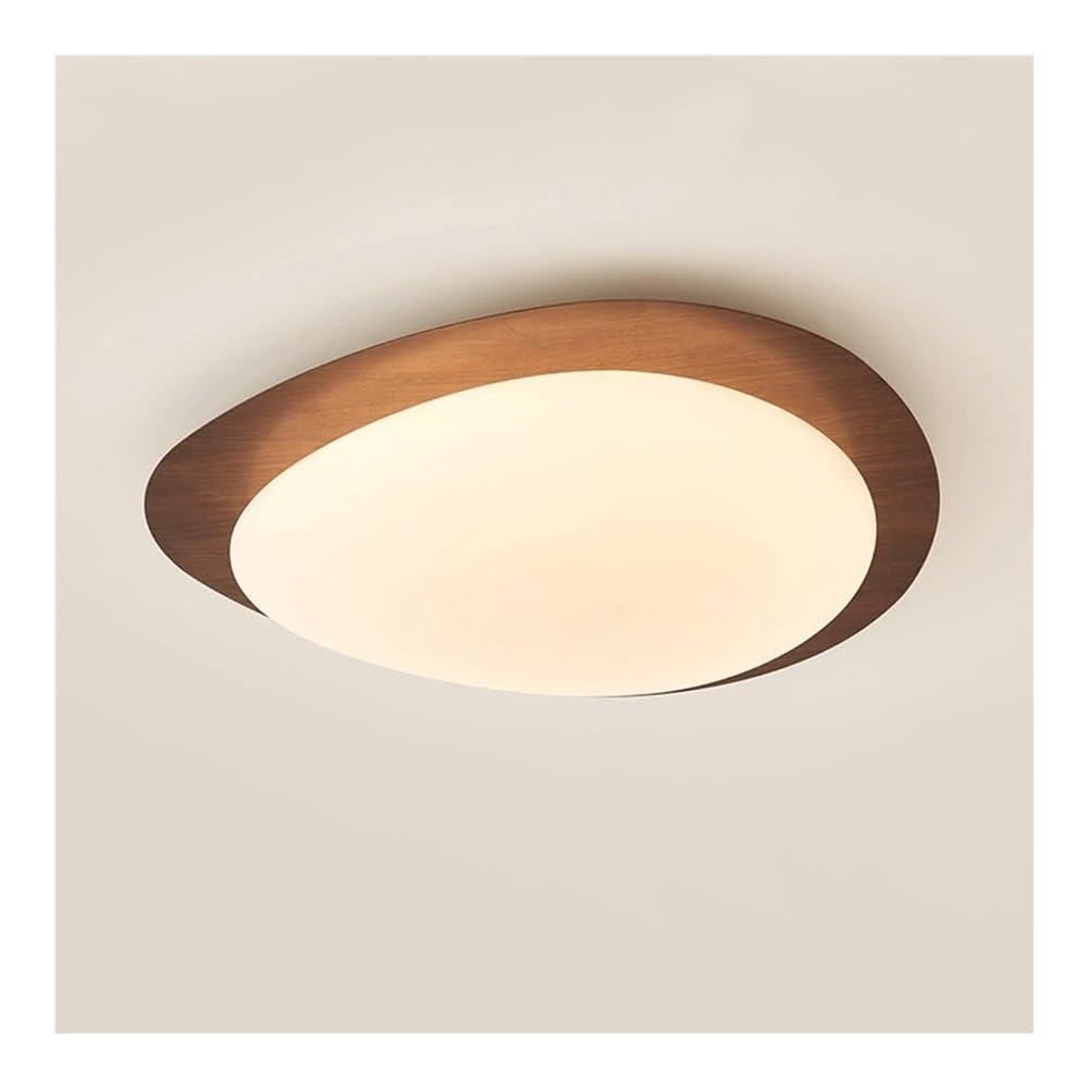 Plafonnier LED semi-encastré 38cm effet grain de bois pour salon et cuisine