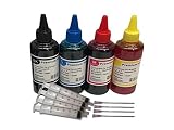 4 x 100ml Black Cyan Magenta Yellow Bottled Ink Compatible with EPSON,HP, Canon,...