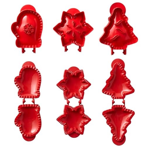 Christmas One-Press Hand Pie Maker, 3Pcs Christmas Cookie Moulds Hand Pie Maker, Festive Cute Mini Pie Maker for Party Pastry Making Baking (A)