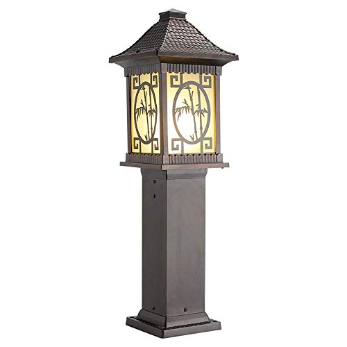 HYLH 70CM Linternas de césped Lámparas de pie de Aluminio cuadradas Chinas para Exteriores IP65 Seguridad Impermeable Columna Poste Luces E27 Estigma Bolardo Luz Patio Paisaje Antorcha Luces para t