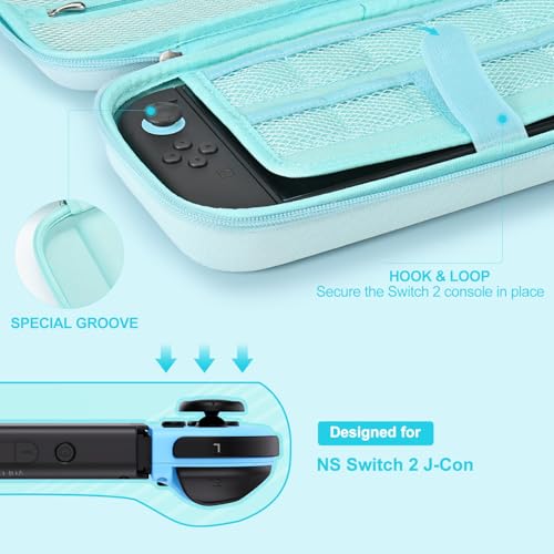 Image of innoAura Switch 2 Carrying Case for NS Switch 2 (2025), with 9 Game Card Slots, Protective Travel Storage Case, Cute Pendant and Sticker, Blue