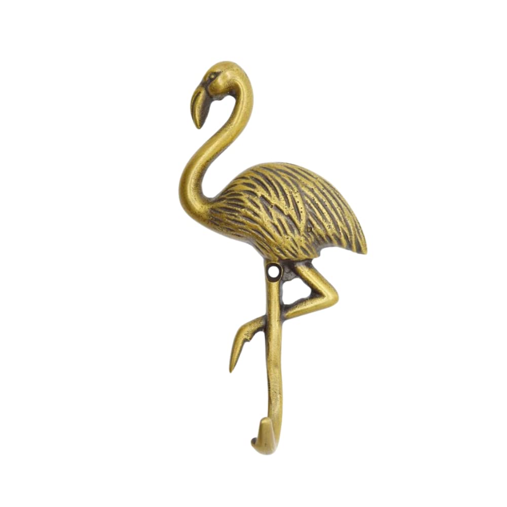 Foundryman Brass Flamingo Wall Hook - Solid & Vintage Design - Perfect For House Makeover