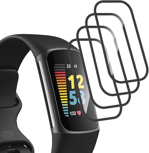 TUTUO Schutzfolie für Fitbit Charge 5 / Fitbit Charge 6 Bildschirmschutz, [4 Stück] [Flexible Folie] Soft HD TPU Bildschirmschutzfolie, Blasenfrei Anti-Kratzen Wasserdicht TPU Weich Bildschirmfolie