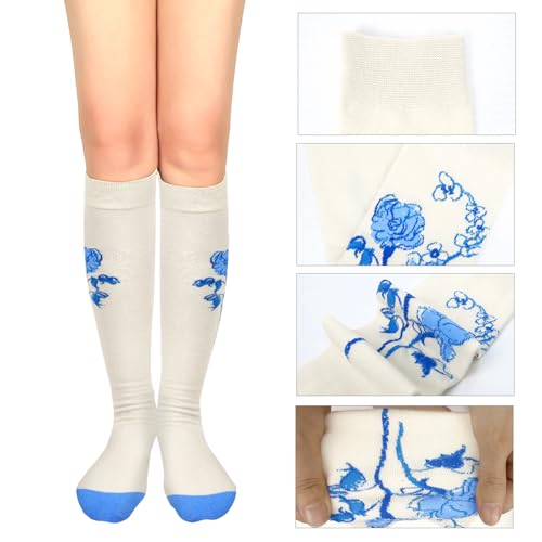 Image of Benefeet Womens Knee High Striped Checkered High Knee Socks Cotton Long Sports Tube Socks
