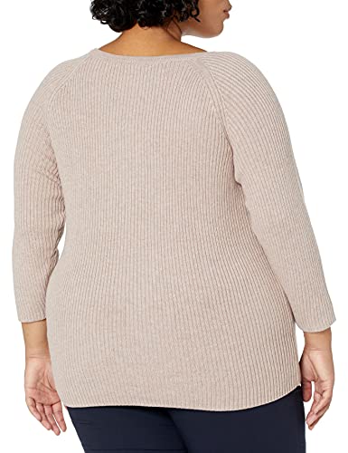 Lark & Ro 3/4 Sleeve Ballet Neck Rib Sweater