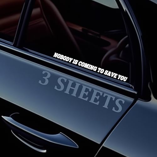 Image of 3 Sheets Nobody is Coming to Save You Sticker - Kiss-Cut Vinyl Decal for Car, Laptop, Water Bottle - Waterproof, UV Resistant, Transparent Background - 8.27x0.59 Inch Motivational Humor Gift