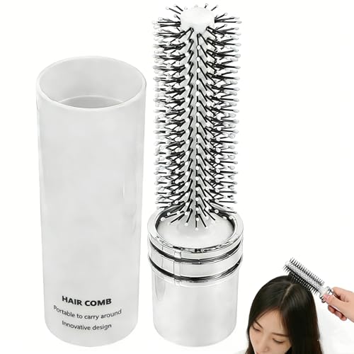 Mini Round Brush for Travel Retractable Travel Blow Drying Hair Brush Portable Round Curling Hairbrush for Thick & Thin Hair Curling Straightening Wet & Dry