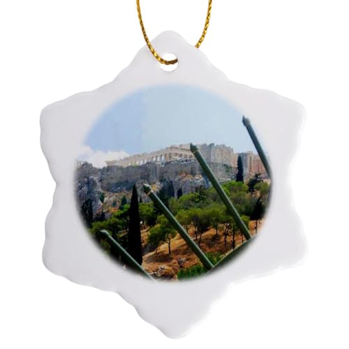 3dRose Acropolis IIII Athens Greece 3 inch Snowflake Porcelain Ornament