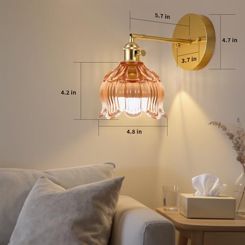 Image of Vintage Battery Operated Wall Sconces, Sconces Wall Decor Set of 2 CCT Dimmable Recharging Wireless Wall Lights with Remote Control for Bedroom Living Room Bathroom Hallway Vanity Coffee Bar