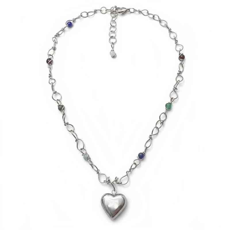 Collier Rosa acier inoxydable argenté multicolore Bouly&Cailloux : bijou tendance