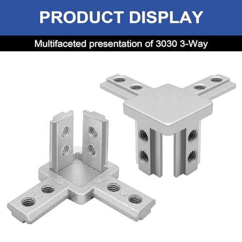 Image of 12pcs 3030 3-Way Angel Bracket Corner Connector 3030 Aluminum Extrusion Hardware T-Slot Accessories V-Slotted with Screws for 3030 Aluminum Profile 3D Printer Frame Parts Silver