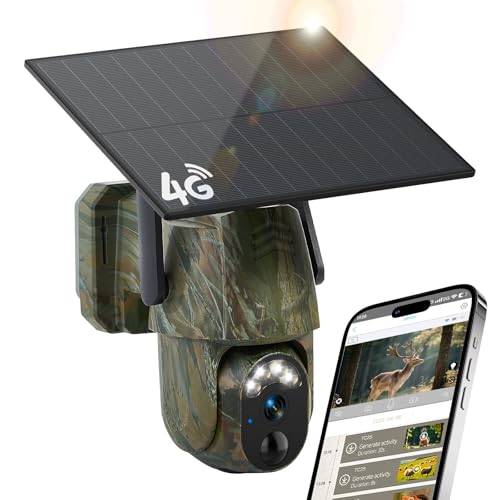Deal: 4G LTE Cellular Trail Cameras, Built-in SIM Card No WiFi Needed Trail Cam, 0.2S Speed Motion Activated Game Camera, 2K Live Streaming Playback, Solar Trail Camera 360°View IP65 Waterproof Trail Cam