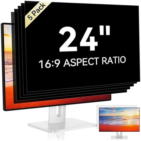 [5-Pack] 24 Inch 16:9 Computer Privacy Screen Filter for Monitor - Privacy Shield and Anti-Glare Protector Cover