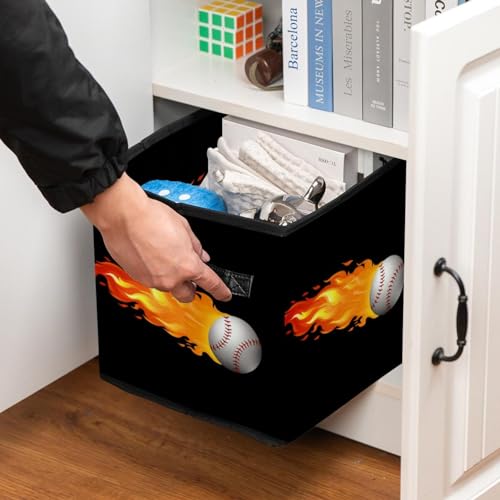 Boîte de rangement pliable contre le désordre cube en tissu baseball