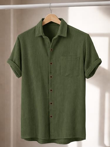 Image of Noble Monk Men's Polyester Regular Fit Solid Casual Shirt |Half Sleeve | |Stylish Shirt
