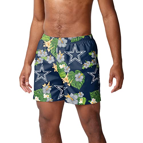Image of FOCO NFL Mens NFL Team Logo Floral Hawaiian Swim Suit Trunks
