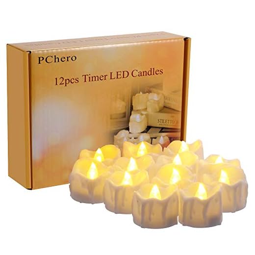 LED-ljus med timer, PChero 12 stycken LED elektriska värmeljus flimrande ljus belysning med batteri, automatisk timerfunktion: 6 timmar i och 18 timmar för heminredning [varmvit]