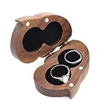 Walnut Double Wood Ring Box Velvet Soft Interior Holder Jewelry Chest Organizer Earrings Jewelry Woo