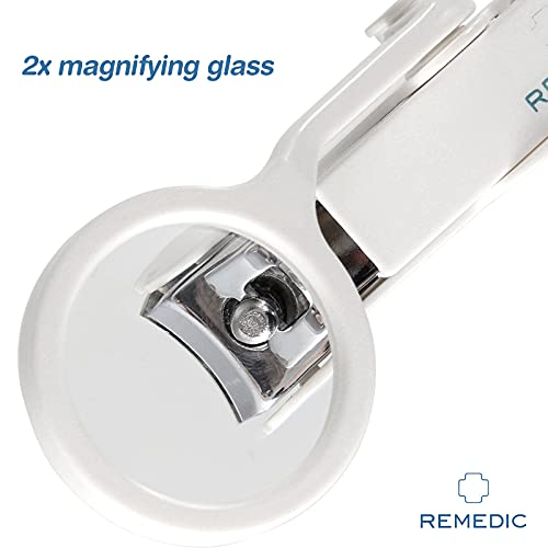 Remedic Extra Large Stainless Steel Nail Clippers With Magnifier Glass Fingernails Toenails Clippers For Elderly，Professional Nail Trimmer Reduce Eye Strain Easy Grip Arthritis Friendly #TOP2