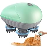 PLLYPE Massaggiatore elettrico per la testa, massaggiatore elettrico, 4 testine massaggianti, IPX7, impermeabile per gatti, massaggiatore elettrico scalp massaggiatore per tutto il corpo, per la