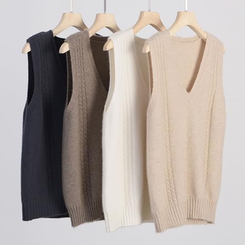 Image of Amazhiyu Womens 100% Wool Sweater Vest Sleeveless V Neck Knitted Pullover Top