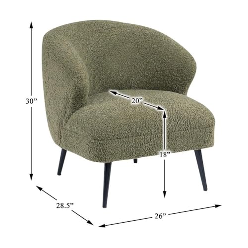 Sillón Curvo Verde con Tela Bouclé y Estructura Metálica miniatura 3