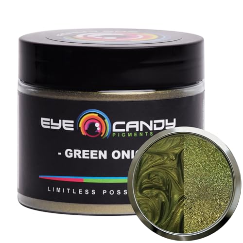 Eye Candy Pigments Premium Green Mica Powder - Green Onion (50gr) - for Epoxy, Resin, Soap, Paint, Woodworking, Acrylic Pouring, Bath Bombs, Fishing Lures - DIY Arts and Crafts Additive