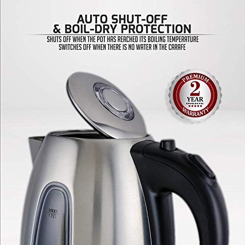 image for Ovente KS960S Electric Kettle, Cordless Tea and Water Heater, Automati