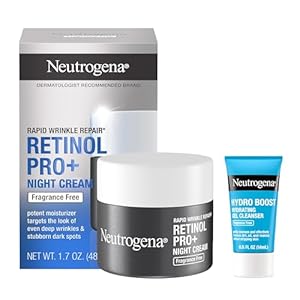 Neutrogena Rapid Wrinkle Repair Retinol Pro+ Night Cream Face Moisturizer, Anti-Aging Face Cream, 1.7 oz + Trial Size Hydro Boost Facial Cleanser, 0.5 fl. oz