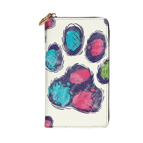 Cute Colorful Dog Paw Printed Long Wallet for Women Men Cute PU Leather Wallet with Coin Purse and Credit Card Holder2