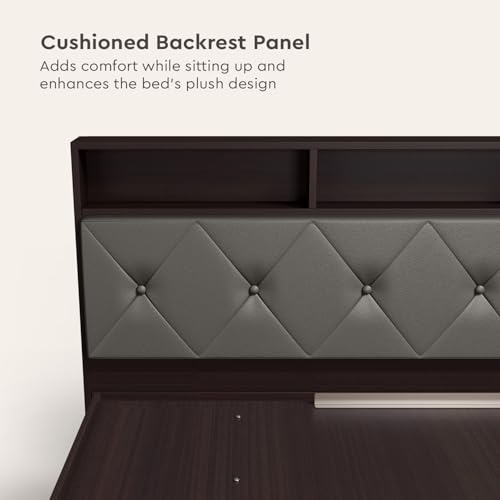 Image of Interio by Godrej Bed Upmods Lattice King Size Engineered Wood Bed with Hydraulic Storage, 1-Year Warranty, Cinnamon & Gun Metal, Metal & Particle Board