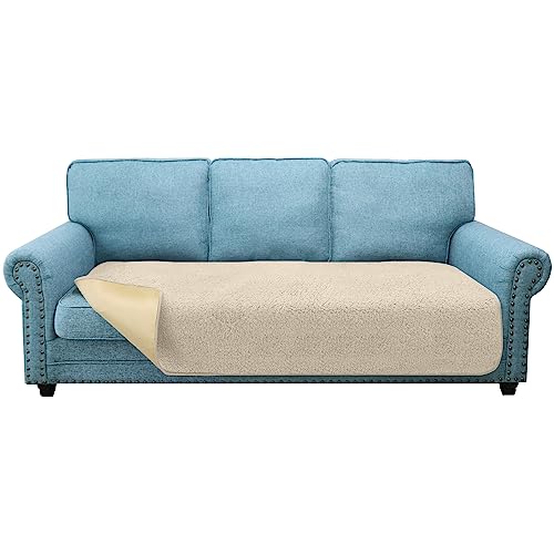 Granbest Super Weiche Dicke Sofa Sitzkissen Bezüge rutschfeste Sitzbezüge für 3-Sitzer Sofa Große Couch Kissenbezug für Haustiere (3-Sitzer, Beige)