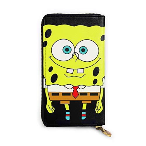 Preisvergleich Produktbild Spongebob Geldbörse aus echtem Leder, mit Reißverschluss, lange Clutch, Münzfach, Kartenpaket für Damen und Herren