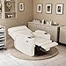 BarberPub Electric Lash Recliner Chair with Adjustable Headrest, Dual Motor Spa Facial Bed for Estheticians, Eyelash Extensions, Nails & Beauty, USB & Type-C Ports, Cup Holders 9904 (Off-White)