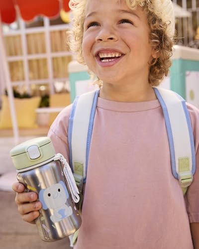 Image of Skip Hop Toddler Sippy Cup with Straw, BPA-Free, Holds 12 oz. Stainless Steel Straw Bottle, Besties Squad, Elephant