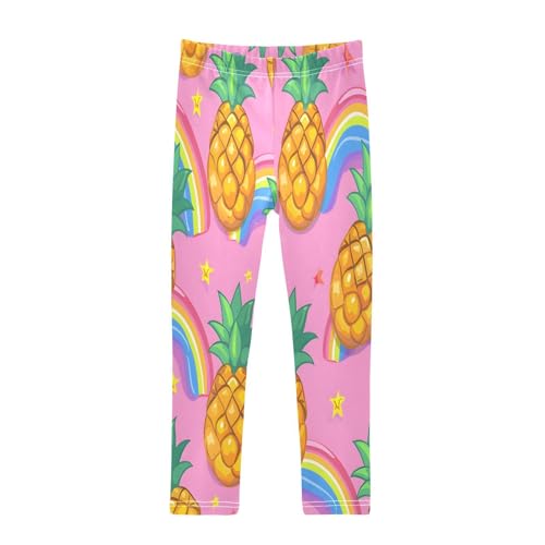 Toddler Girls Leggings Printed Yoga Pants Leggings Pineapple Rainbow Cartoon Style for Kids