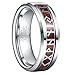 GALANI Ringe für Herren Silber aus Wolframcarbid 8mm für Hochzeit Verlobung Jahrestag Versprechen mit Holz und Wikinger Skript Inlay Größe 62(19.7)