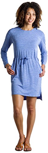 ExOfficio Women's Sol Cool Kaliani Long-Sleeve Hoody Dress, Lobelia Heather, Large