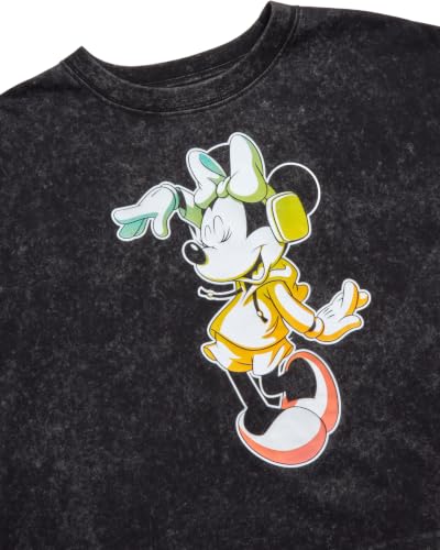 Image of Disney Lightning McQueen Mickey Mouse & Stitch Womens Retro Graphic Tees | Vibrant Disney Graphics, Breathable Fabric, Cropped Fit, Size Up for Ideal Fit