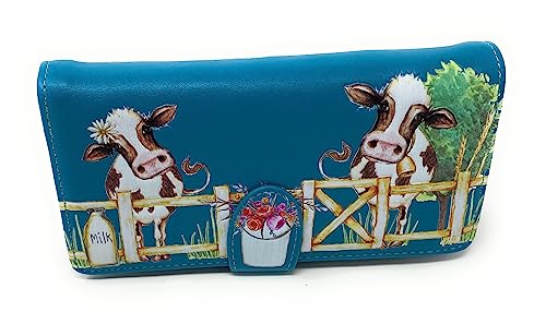 Shag Wear Barnyard Cows Large Animal Wallet for Women and Teen Girls Vegan Faux Leather 7