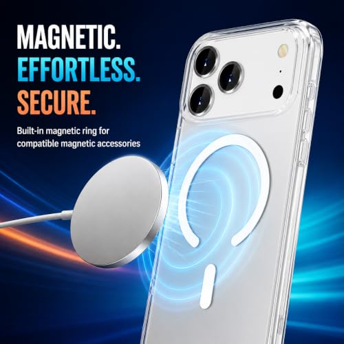 Image of MAGA Back Case Cover for Apple iPhone 17 Pro, Crystal Clear Magnetic Case Compatible with MagSafe, Hybrid Hard PC Back & Soft TPU Bumper, Shockproof Protective Cover - Clear