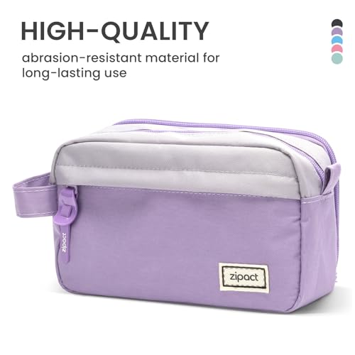 Image of Taja Large Capacity Pencil Case Pouch with Zipper, Portable Cute Pencil Cases with Handle, Multi - Slot Pencil Case, Desk Organizer for Women & Men - Lilac