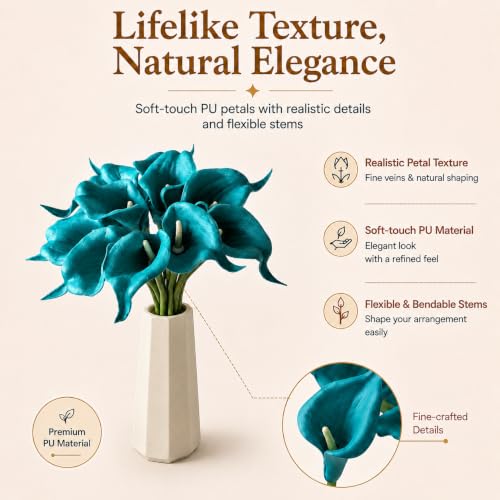 Image of Mandy's 12pcs Teal Calla Lily Artificial Flowers