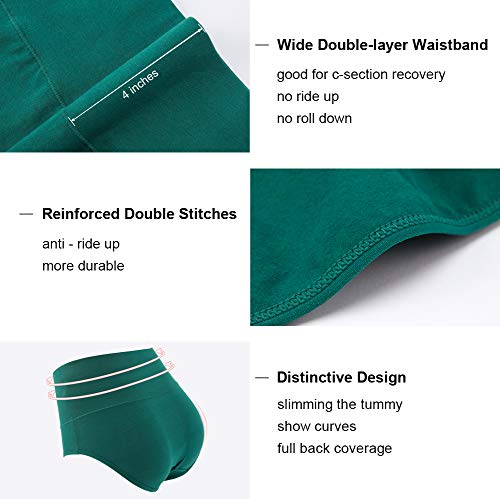Image of Innersy Women's 5 Pack High Waist Tummy Control Solid Color Cotton Briefs Panties