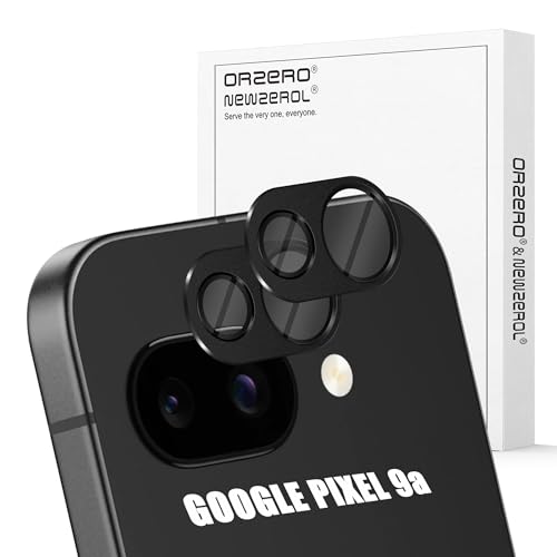 Orzero (2 Pack Camera Lens Protector Compatible for Google Pixel 9a, Potector de Cámera Premium Metal and Glass Precise Camera Cutouts High Definition Anti-Scratch - Black