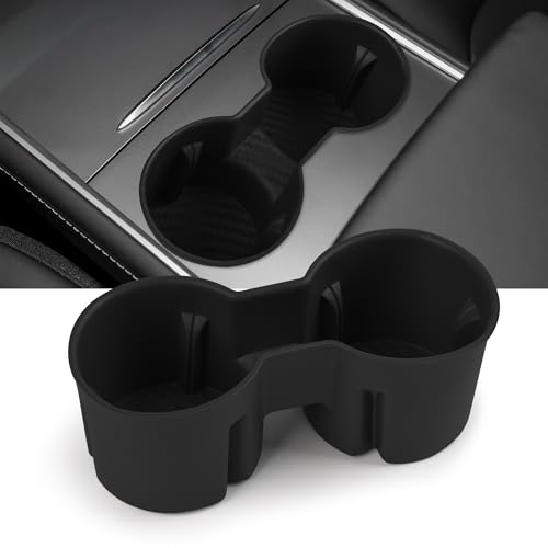 Portavasos para Tesla Model 3/Y 2021-2024 de silicona negra miniatura 1